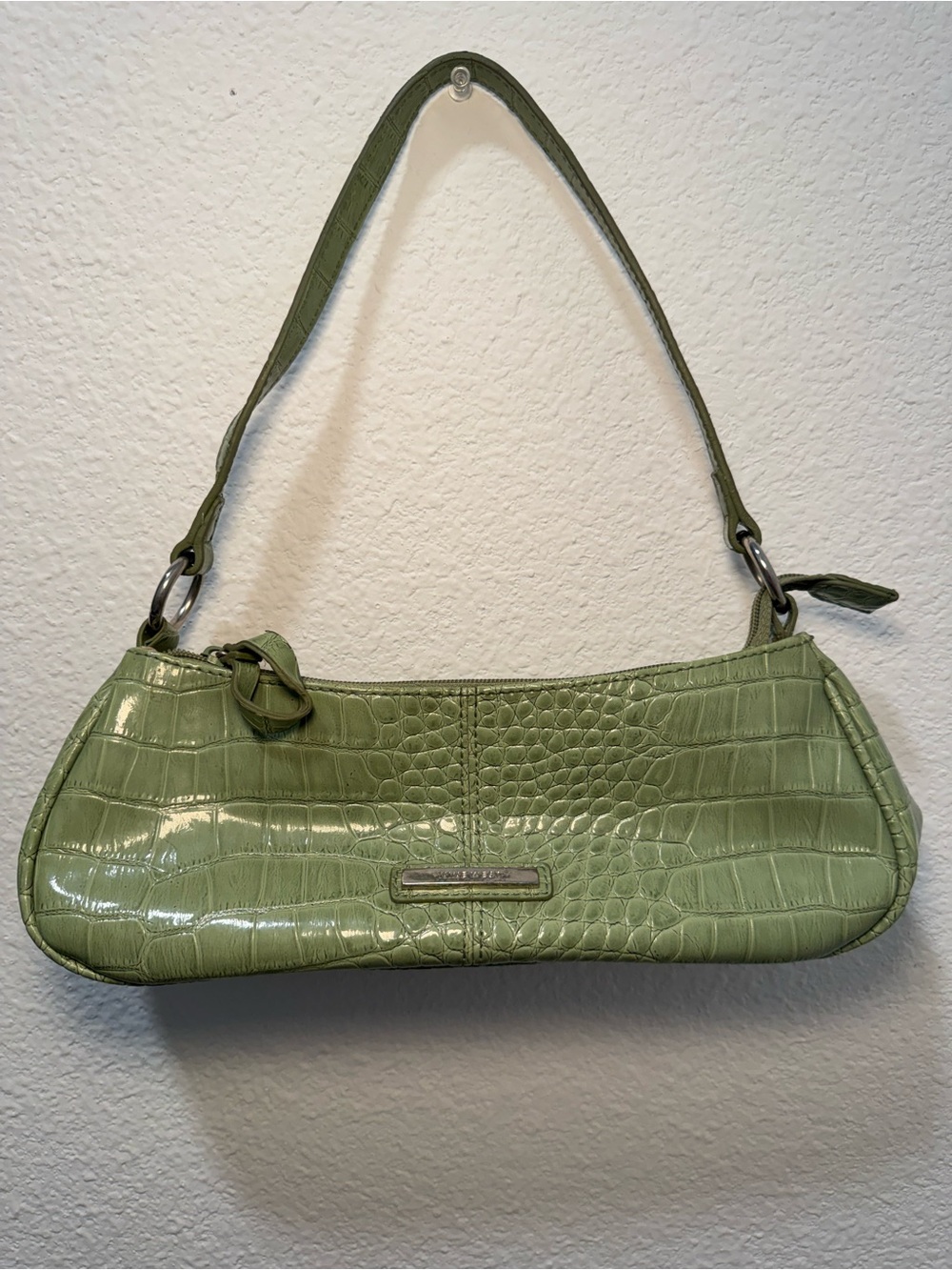 Nine West Green Croc-Effect Shoulder Bag
